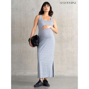Seraphine Maternity Nursing Bodycon Dress Grey Stretch Size 8